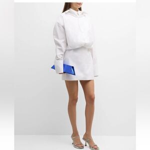 Interior white  shirt mini dress, US0